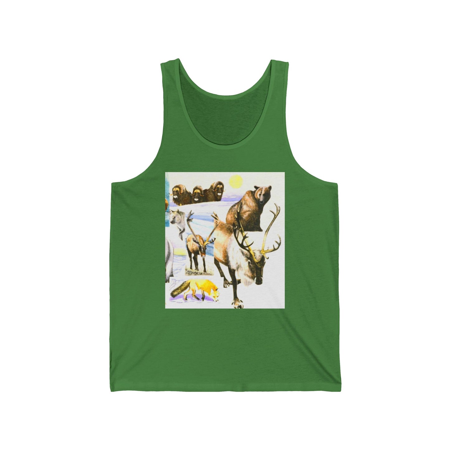 Wildlife Collage Tank Top — Elk, Bear & Arrow Tribal Summer Tee