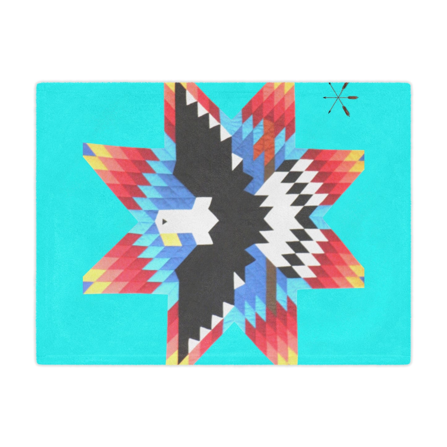 Turquoise Native Star Eagle Minky Blanket — Southwestern Geometric Throw