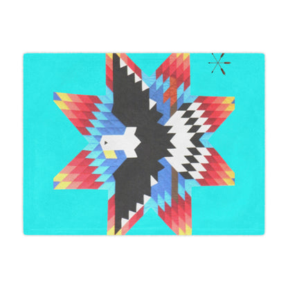 Turquoise Native Star Eagle Minky Blanket — Southwestern Geometric Throw