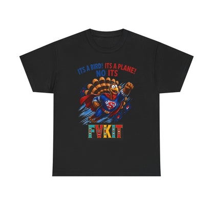 Turkey Superhero "It's a Bird! It's a Plane! No It's" with Arrow Back Print