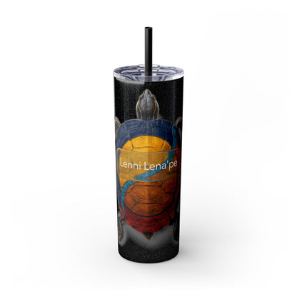 Delaware West Turtle Skinny Tumbler 20oz — Colorful Sea Turtle Travel Cup with Straw