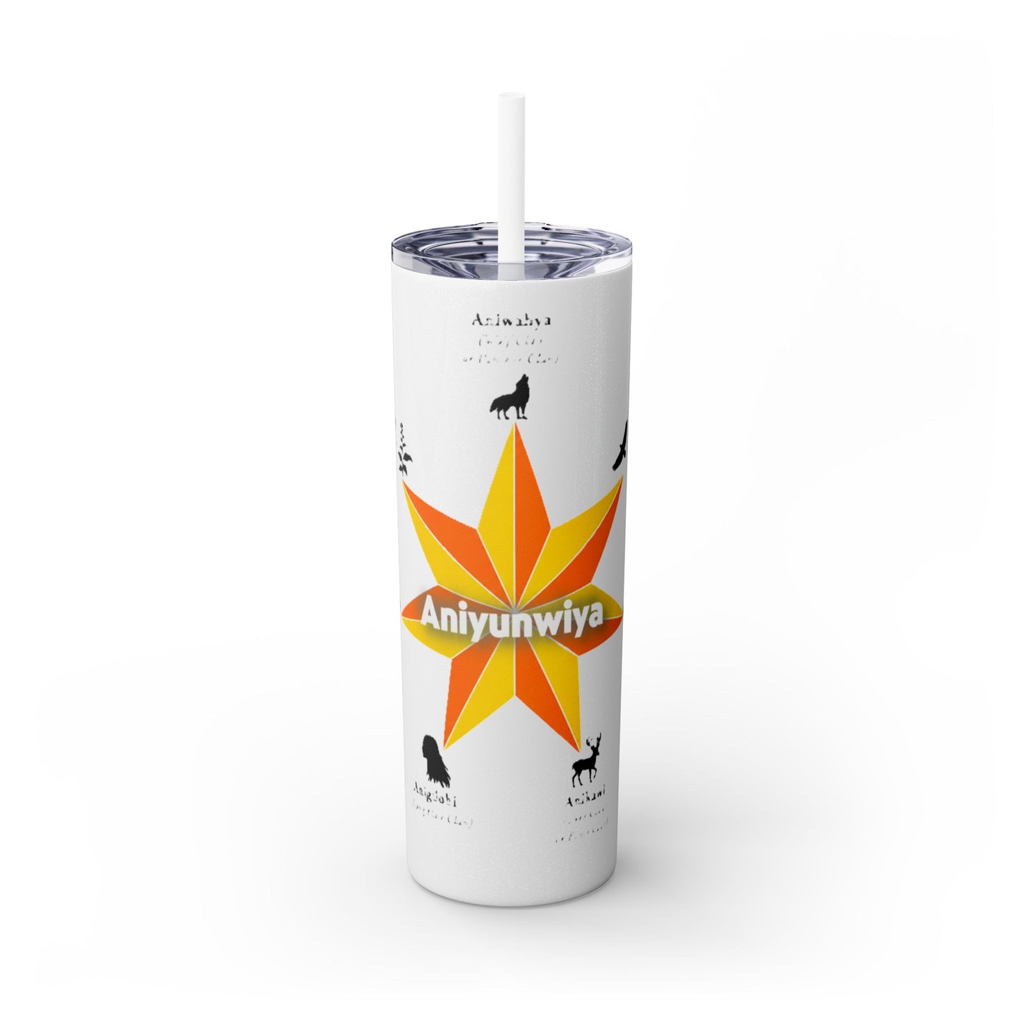 Cherokee 20oz Skinny Tumbler - Aniyunwiya Star Design with Straw