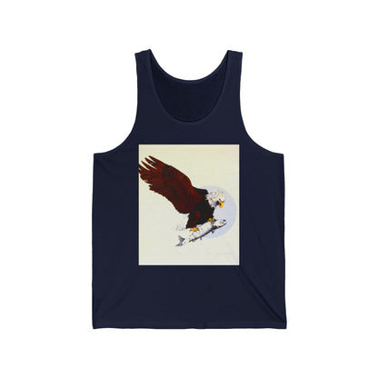 Eagle & Salmon Tank Top — Vintage Patriotic Graphic Muscle Tee