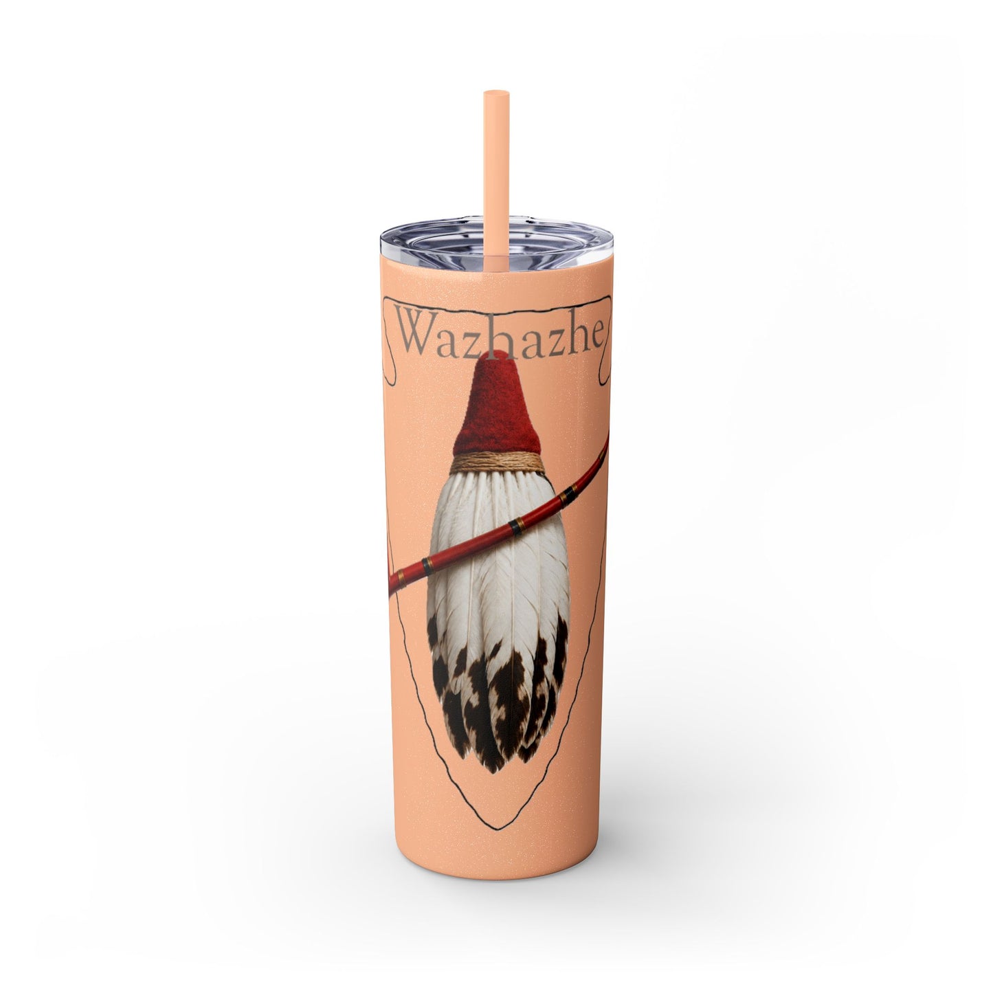 Osage Skinny Tumbler — Native Feather & Pipe Design 20oz Straw Cup