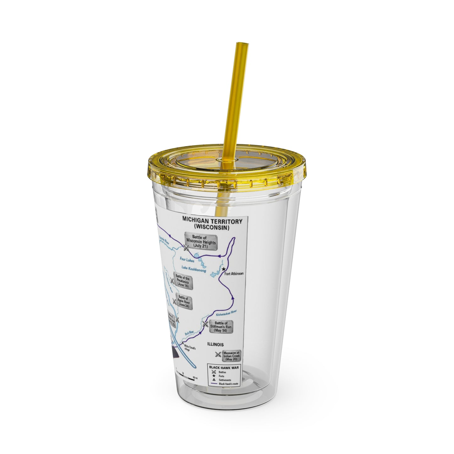 Blackhawk 16oz Tumbler with Straw — Illustrated Map & Raven Design