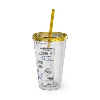 Blackhawk 16oz Tumbler with Straw — Illustrated Map & Raven Design
