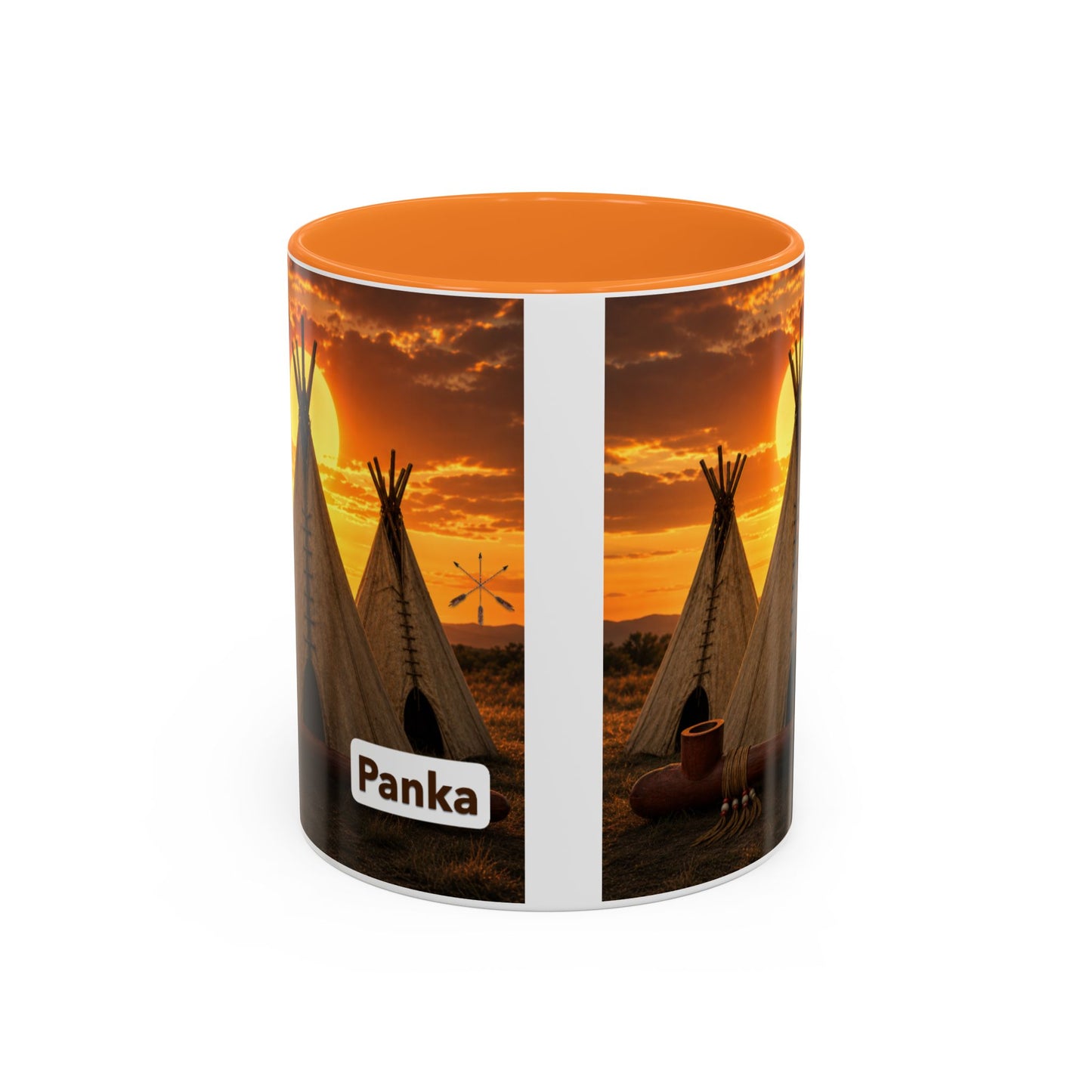 Ponca Teepee Sunset Coffee Mug – Personalized 'Panka' Rustic Camping Ceramic Mug
