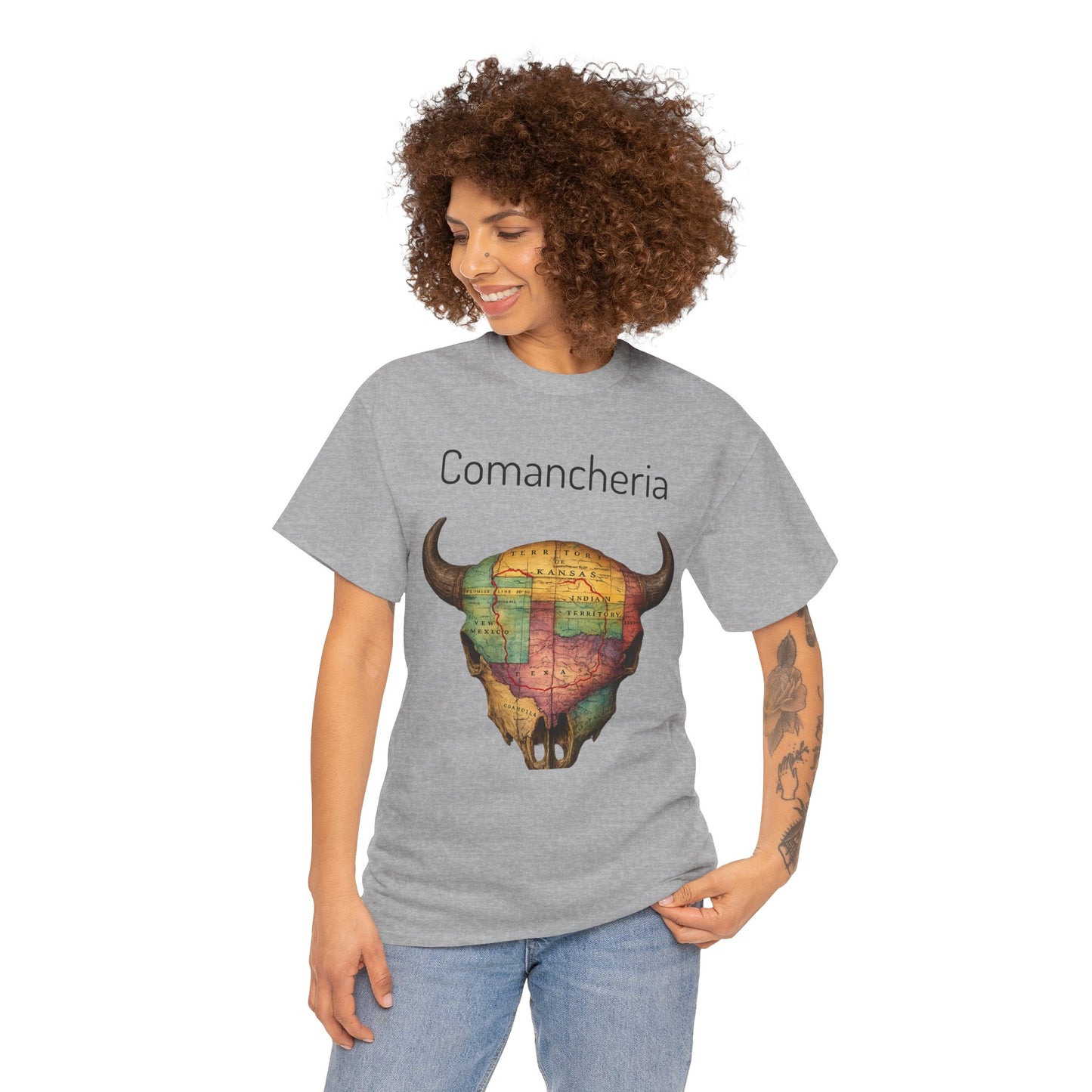 Comancheria Buffalo Skull T-Shirt — Western Map Graphic Tee
