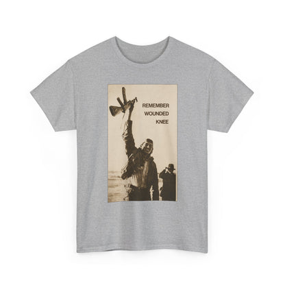 T-Shirt — 'Remember Wounded Knee' Historical Protest Tee with Arrow Emblem