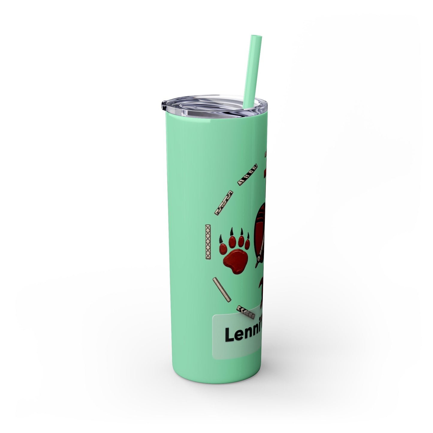 Delaware East Personalized 20oz Skinny Tumbler with Straw — Custom Name Tribal Crest Design