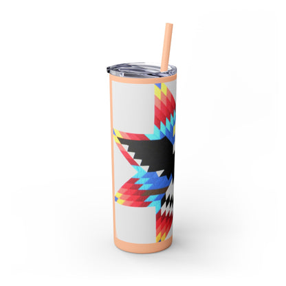 Onci 20oz Skinny Tumbler - Geometric Thunderbird Design, Insulated Travel Cup with Straw