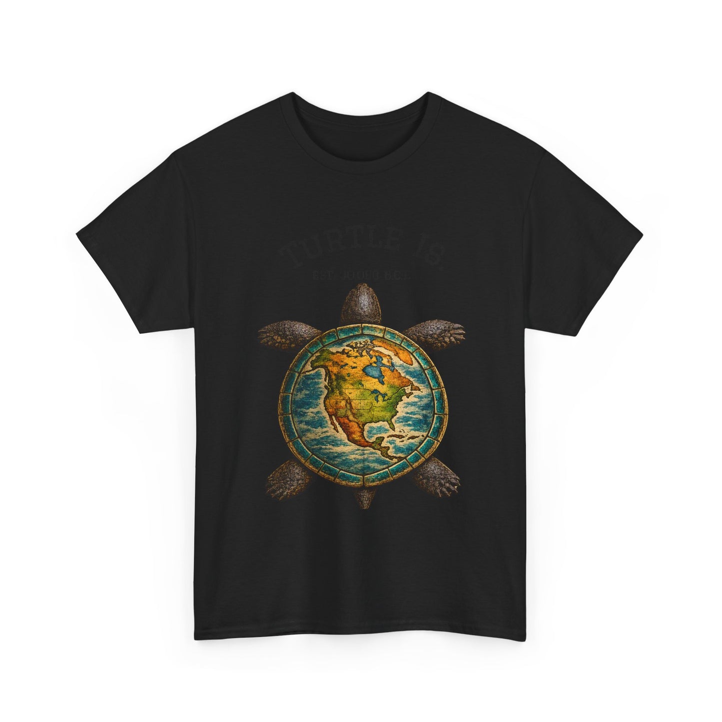 Turtle Globe Graphic Tee — "Turtle Is" Vintage Earth Turtle T-Shirt