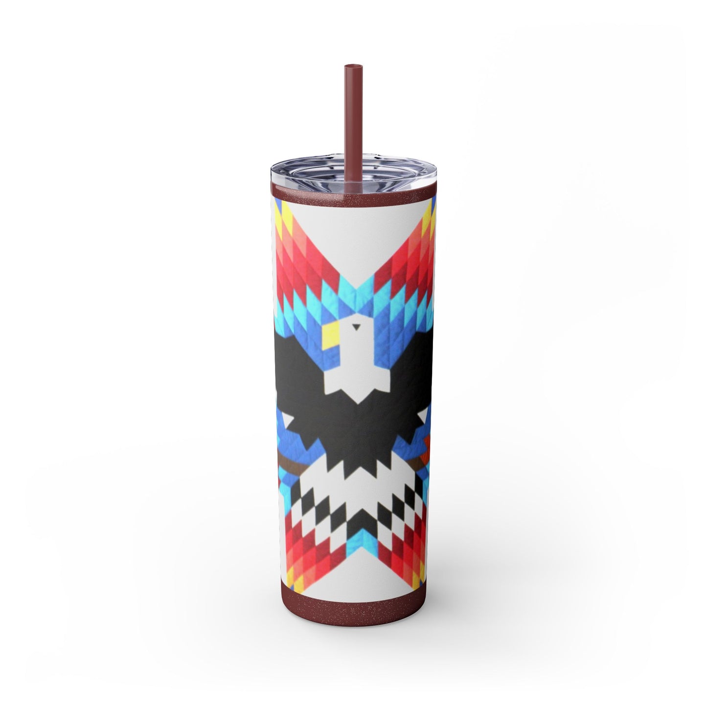 Onci 20oz Skinny Tumbler - Geometric Thunderbird Design, Insulated Travel Cup with Straw
