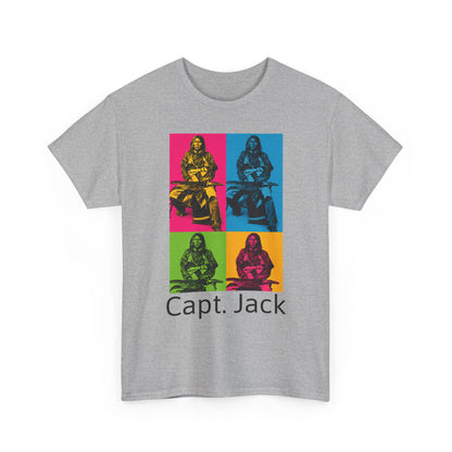 T-Shirt — Capt. Jack Pop-Art Portrait Tee with Arrow Back Print