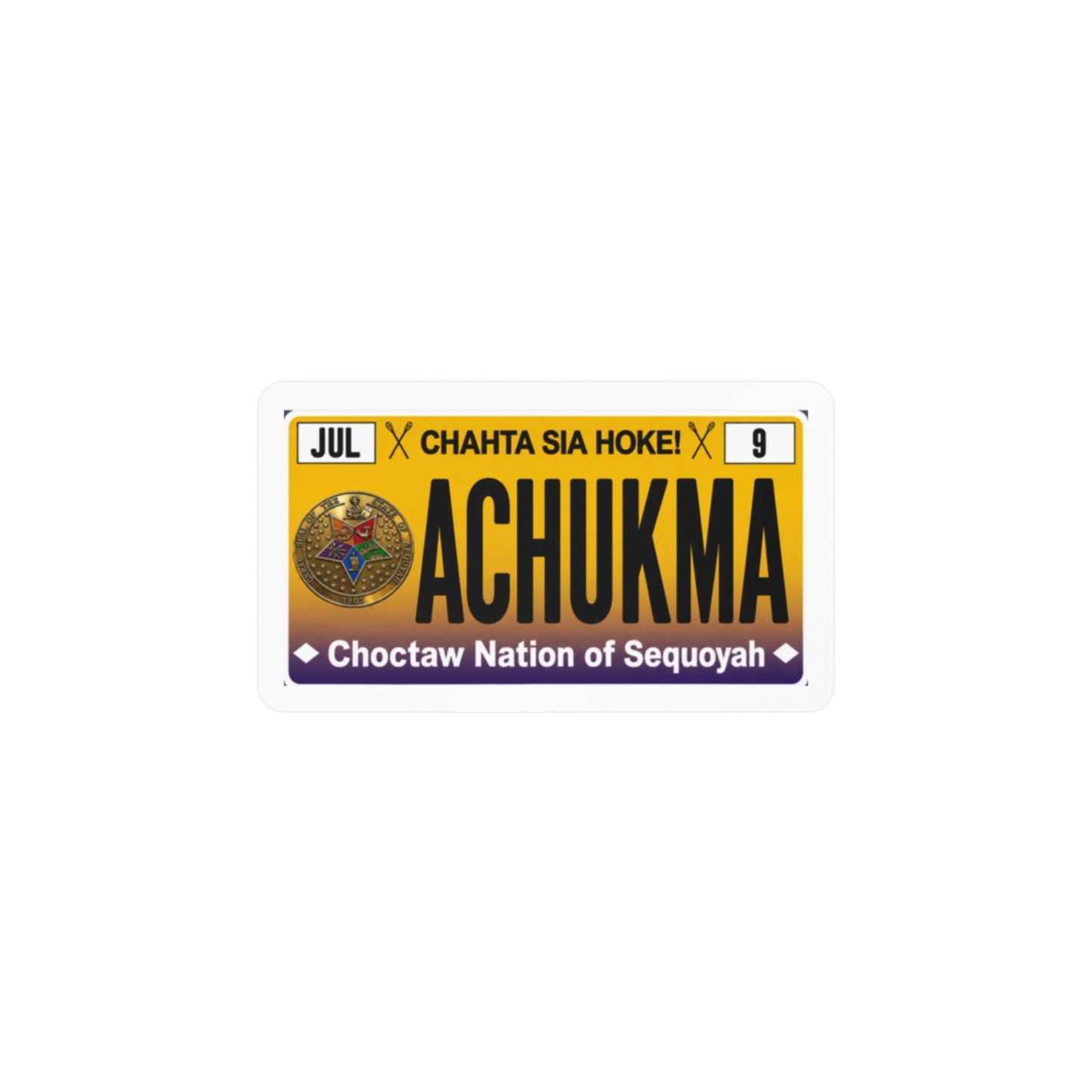 ACHUKMA Choctaw Nation License Plate Sticker — Kiss-Cut Vinyl Decal