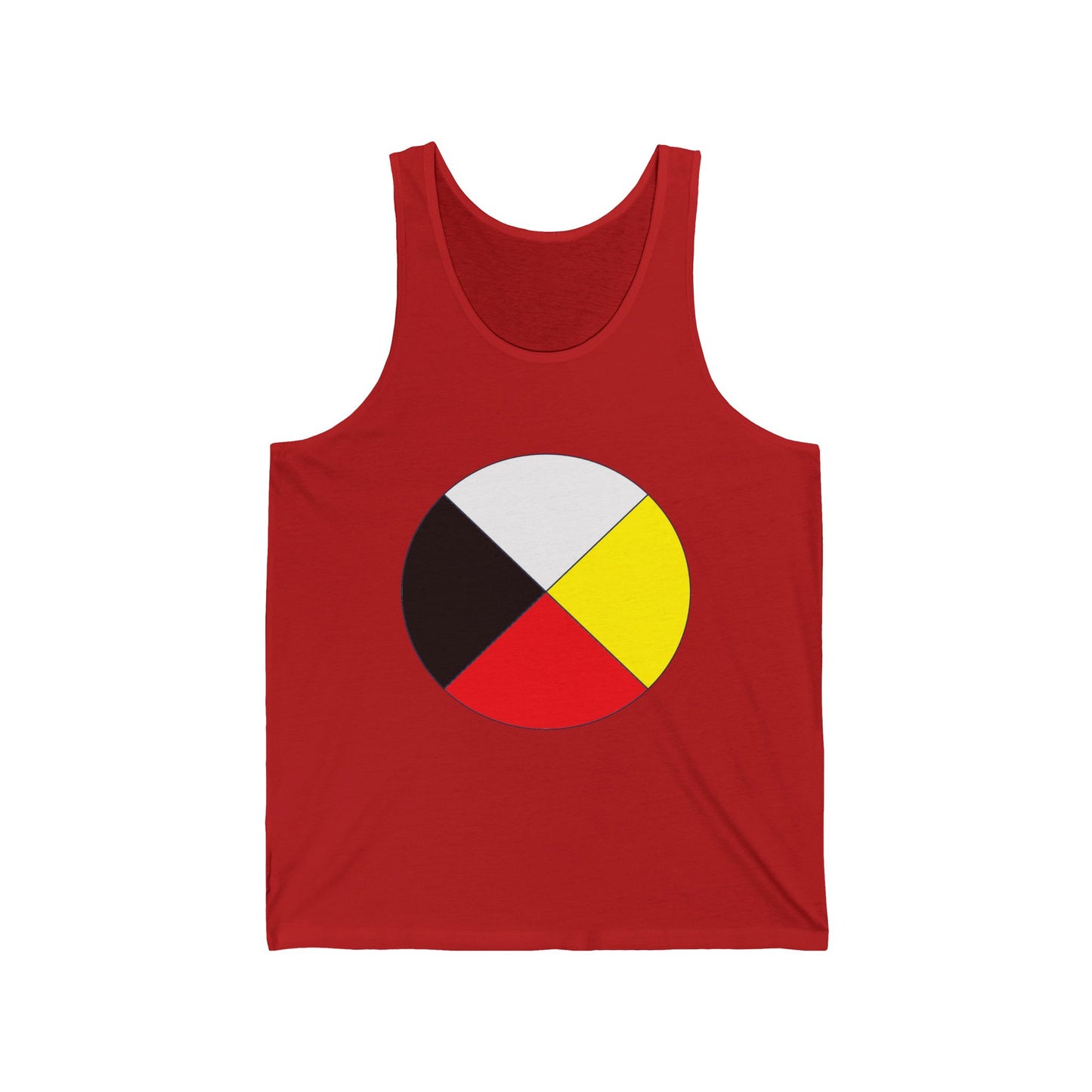 Native Medicine Wheel Tank Top — Four Directions Circle Design with Crossed Arrows
