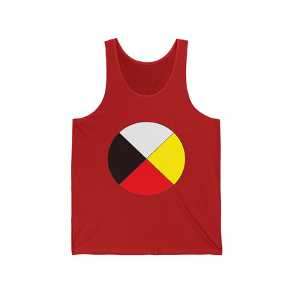 Native Medicine Wheel Tank Top — Four Directions Circle Design with Crossed Arrows