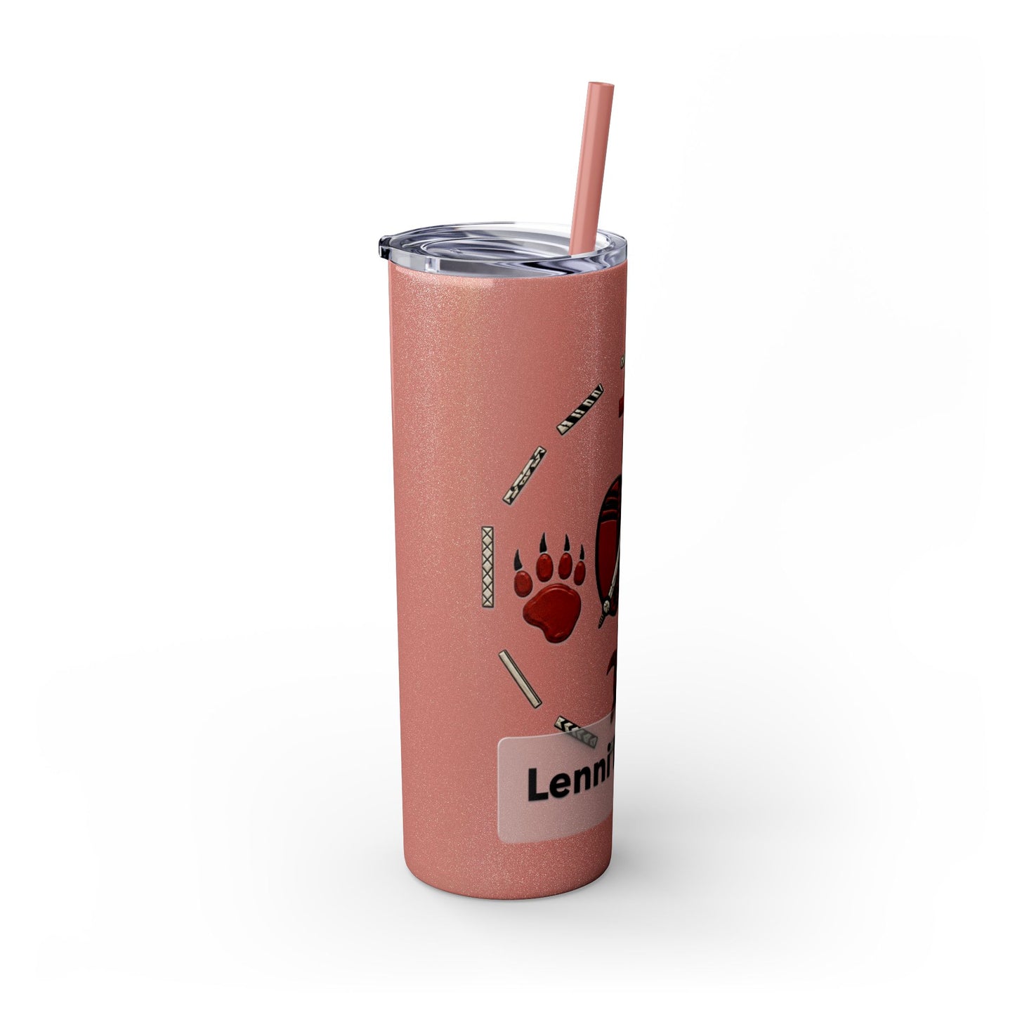 Delaware East Personalized 20oz Skinny Tumbler with Straw — Custom Name Tribal Crest Design
