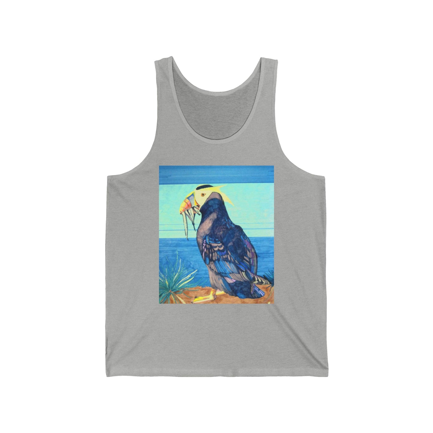 Puffin Beach Tank Top — Colorful Coastal Bird Illustration Tank