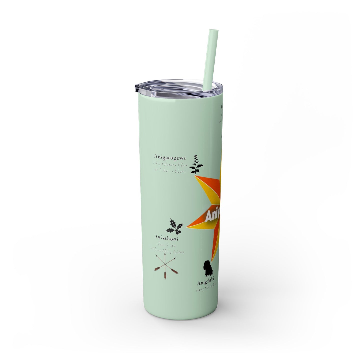 Cherokee 20oz Skinny Tumbler - Aniyunwiya Star Design with Straw