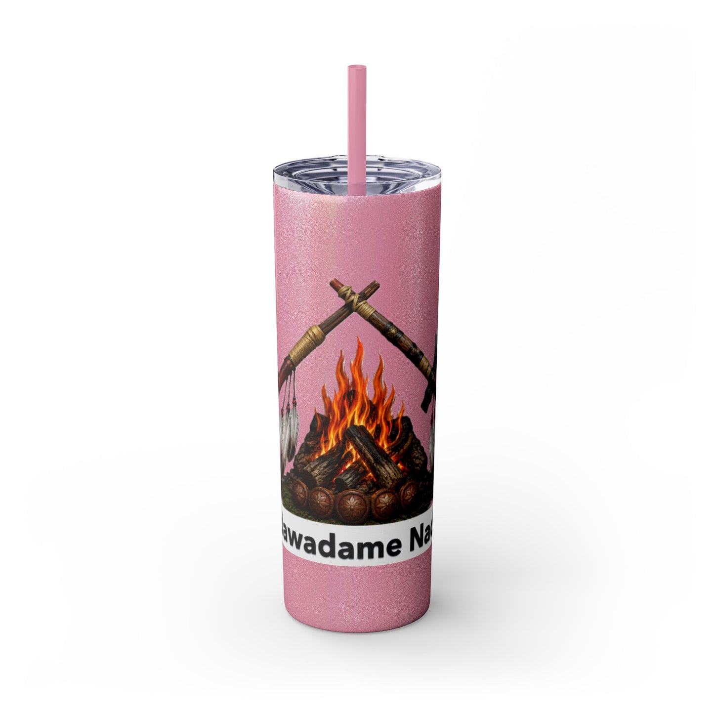Pottawatomie Campfire Badge Skinny Tumbler 20oz — Badawadame Nation Design