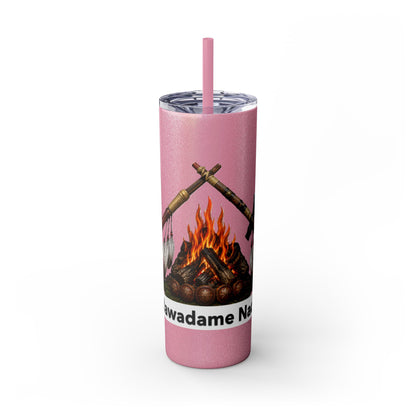 Pottawatomie Campfire Badge Skinny Tumbler 20oz — Badawadame Nation Design