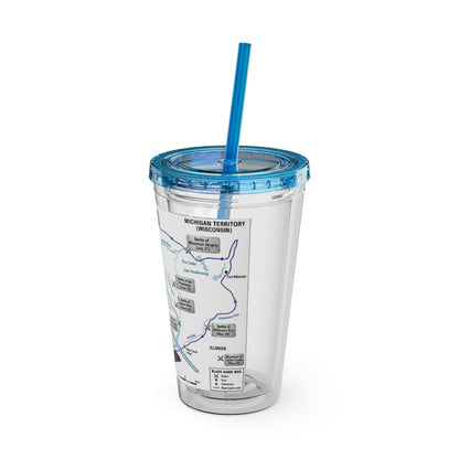 Blackhawk 16oz Tumbler with Straw — Illustrated Map & Raven Design