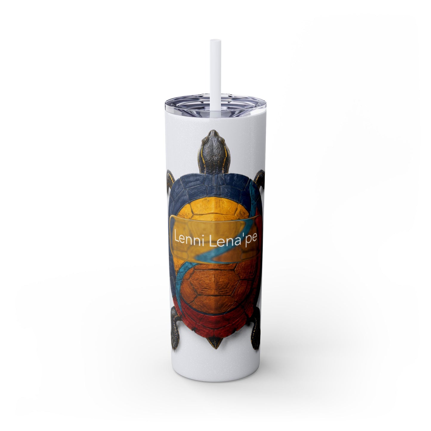 Delaware West Turtle Skinny Tumbler 20oz — Colorful Sea Turtle Travel Cup with Straw