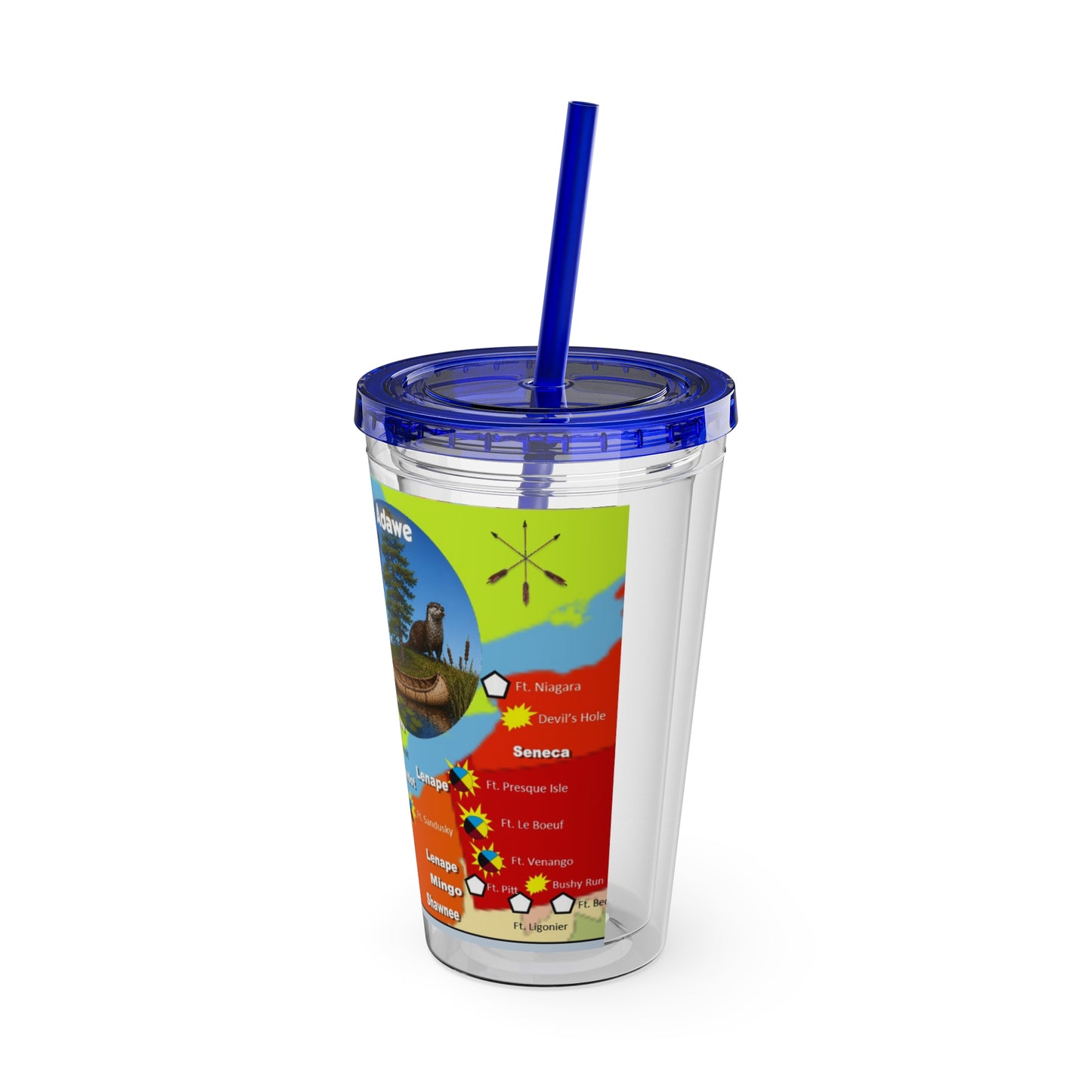 Pontiac Indigenous Nations Map Tumbler — 16oz Sunsplash Straw Cup