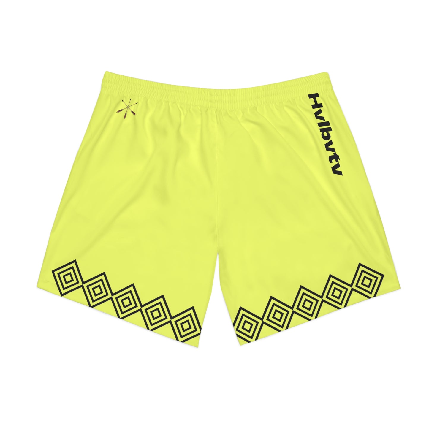Mvskoke Alligator Beach Shorts — Neon Yellow Men’s Swim Trunks