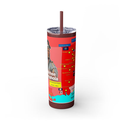 Opothleyahola Skinny Tumbler – Colorful Native American Portrait Design, 20oz Stainless Straw Cup
