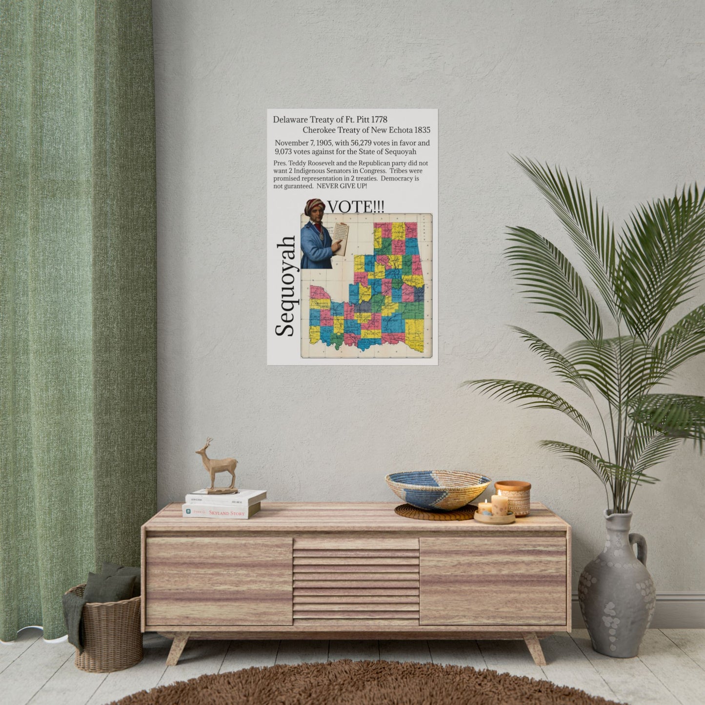 Sequoyah Historical Map Poster — Treaty of Ft. Pitt & New Echota (Rolled Poster)