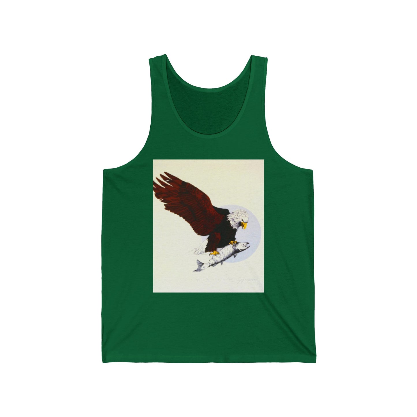 Eagle & Salmon Tank Top — Vintage Patriotic Graphic Muscle Tee