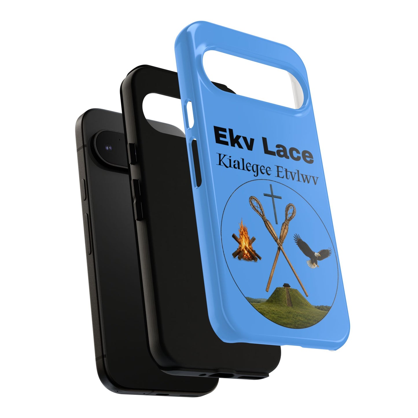 Kialegee Protective Phone Case — Custom 'Ekv Lace' Cross & Campfire Design