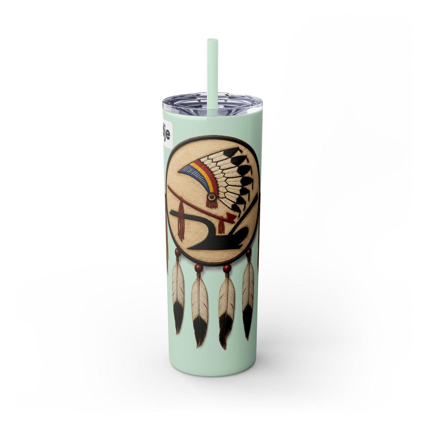 Iowa 20oz Skinny Tumbler with Native Dreamcatcher Design - 'Pahodje' Travel Straw Cup