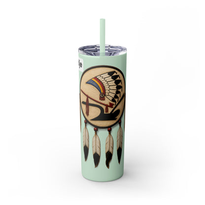 Iowa 20oz Skinny Tumbler with Native Dreamcatcher Design - 'Pahodje' Travel Straw Cup