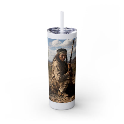 Ft. Sill Apache 20oz Skinny Tumbler with Desert Native Warrior Photo Wrap