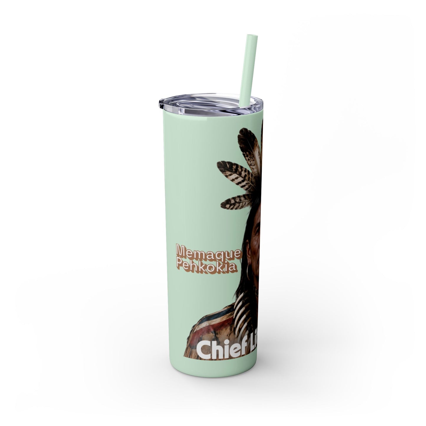 Miami 20oz Skinny Tumbler with Straw — Native Chief Portrait Travel Cup