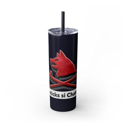 Pawnee Skinny Tumbler — Red Wolf Logo 20oz Insulated Tumbler with Straw
