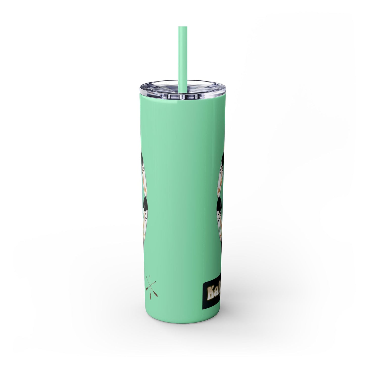 Kiowa Native Warrior on Horse 20oz Skinny Tumbler — Indigenous Heritage Travel Cup with Straw