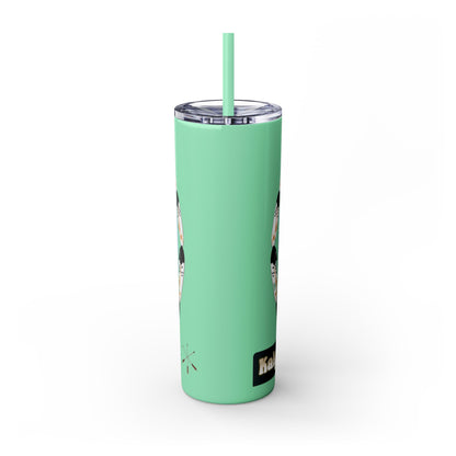 Kiowa Native Warrior on Horse 20oz Skinny Tumbler — Indigenous Heritage Travel Cup with Straw