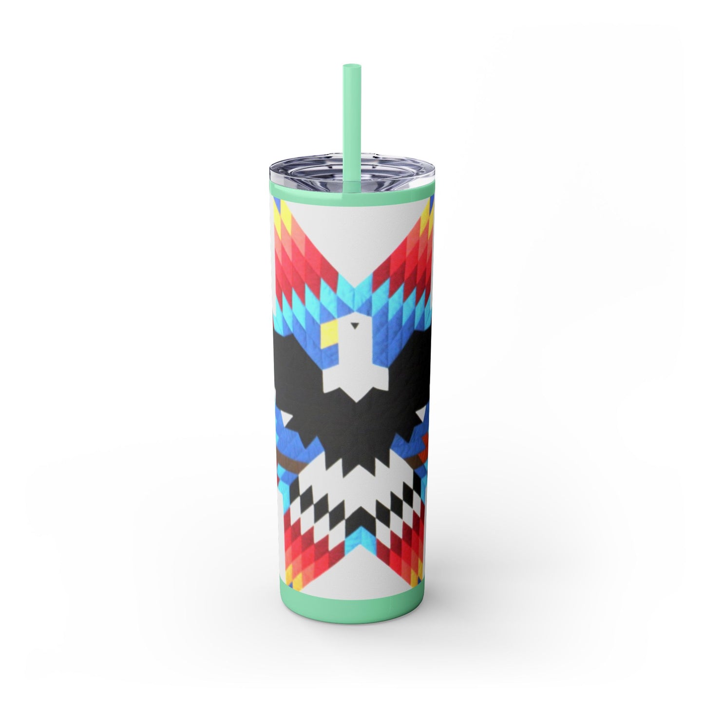 Onci 20oz Skinny Tumbler - Geometric Thunderbird Design, Insulated Travel Cup with Straw