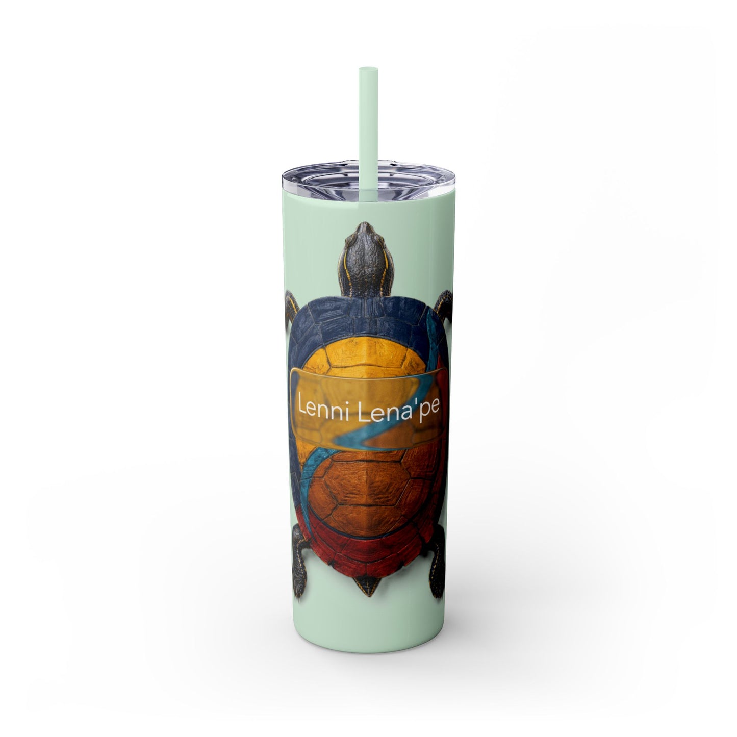Delaware West Turtle Skinny Tumbler 20oz — Colorful Sea Turtle Travel Cup with Straw