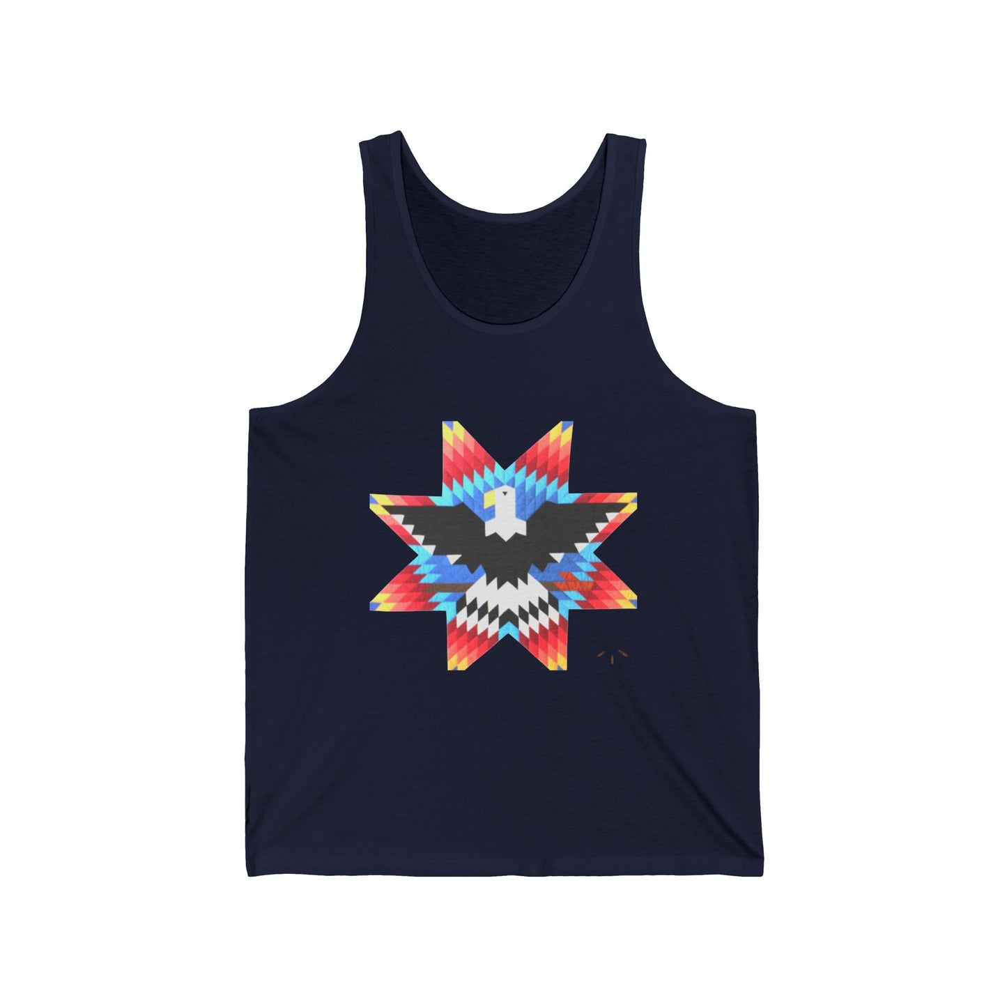 Native-Inspired Eagle Star Tank Top — Geometric Tribal Arrow Back Graphic