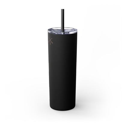 Delaware East Personalized 20oz Skinny Tumbler with Straw — Custom Name Tribal Crest Design