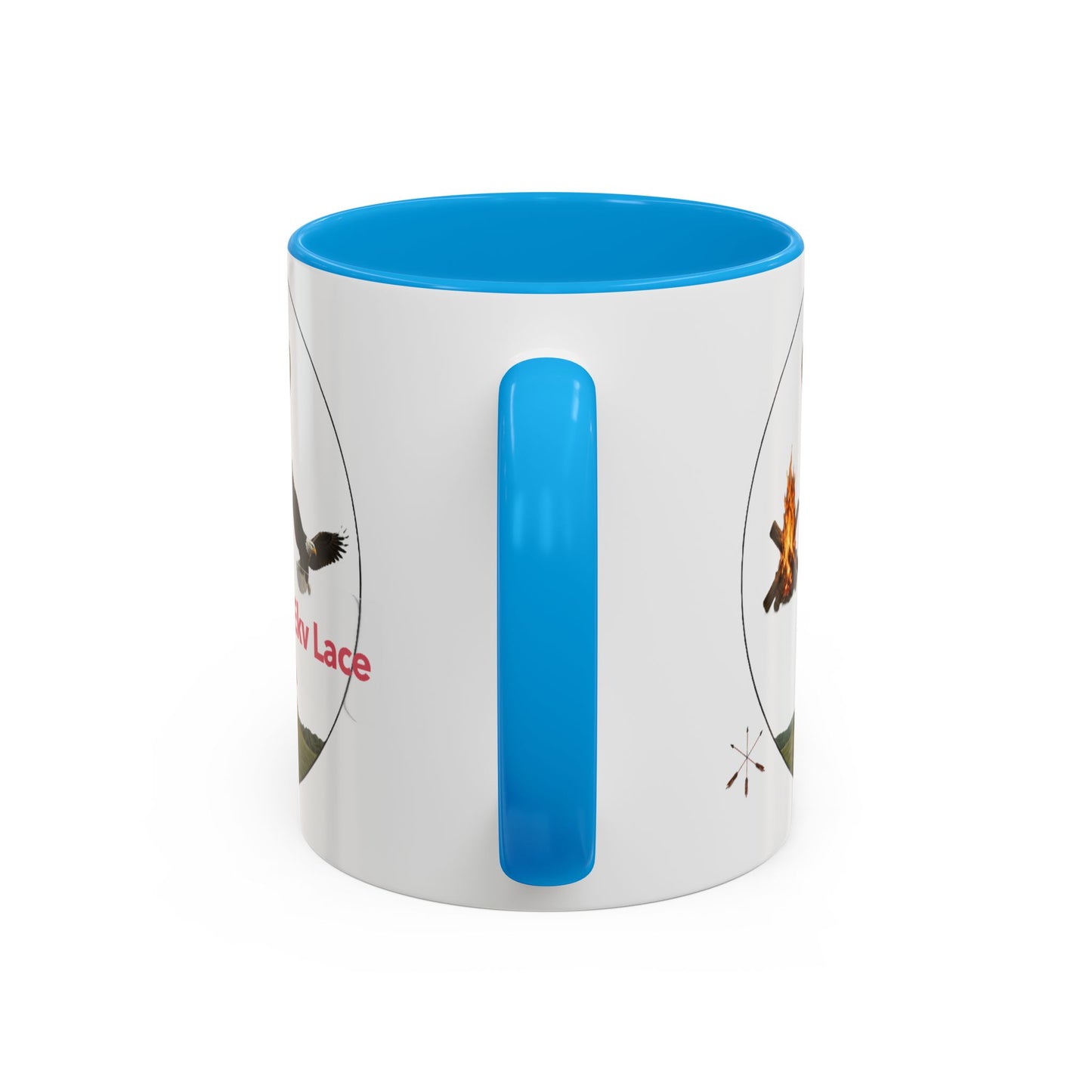 Kialegee Adventure Mug — 'Ekv Lace' Cross, Eagle & Campfire Ceramic Coffee Cup (11oz/15oz)