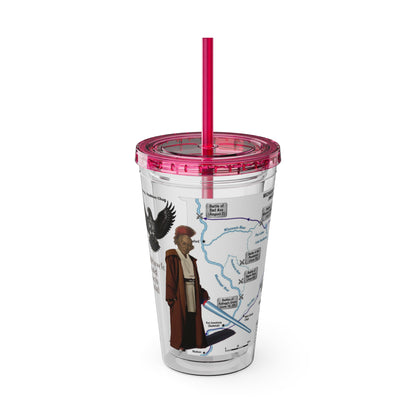 Blackhawk 16oz Tumbler with Straw — Illustrated Map & Raven Design