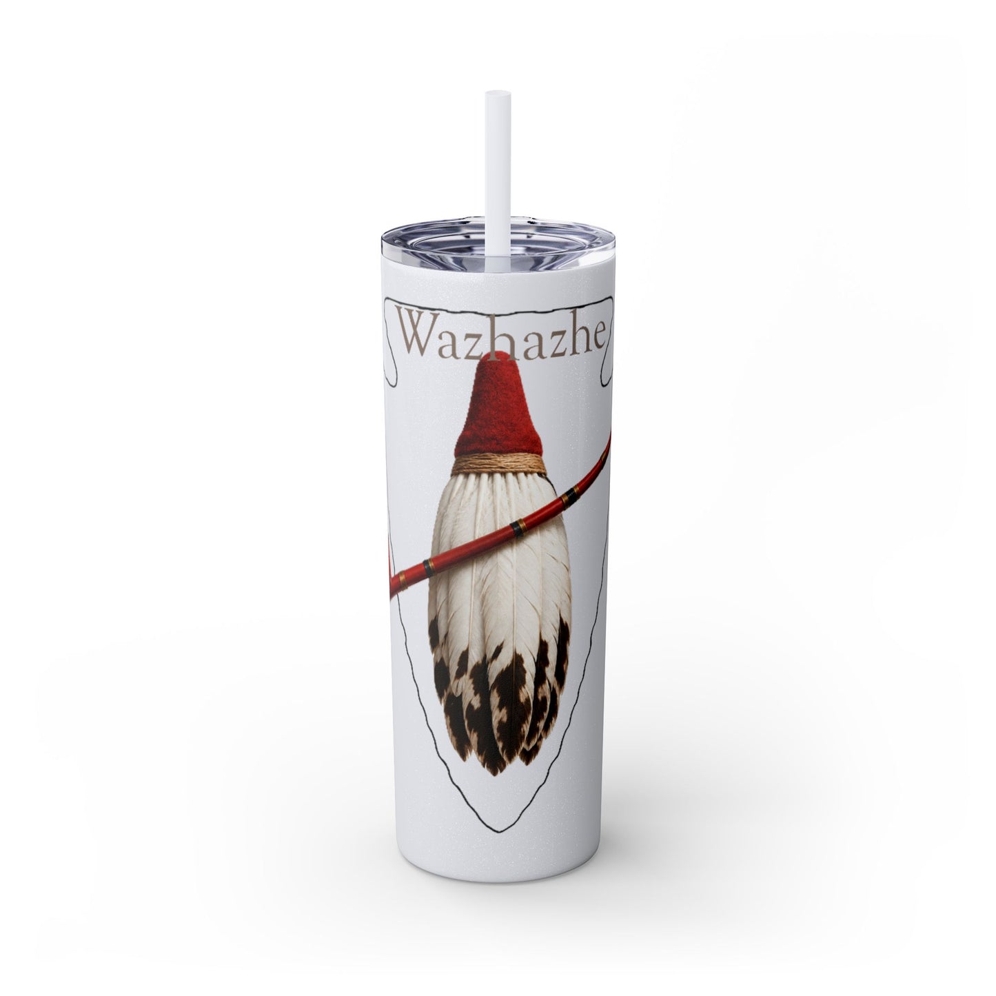 Osage Skinny Tumbler — Native Feather & Pipe Design 20oz Straw Cup