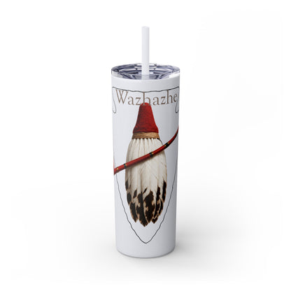 Osage Skinny Tumbler — Native Feather & Pipe Design 20oz Straw Cup