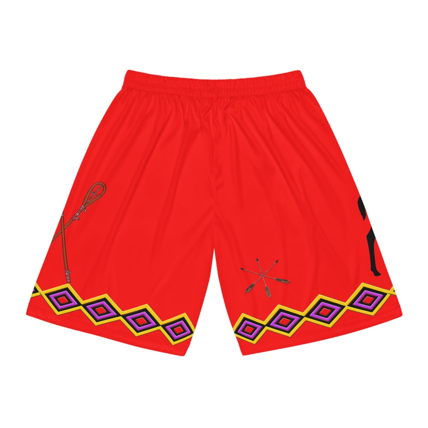 Deer REd & Tribal Pattern Basketball Shorts